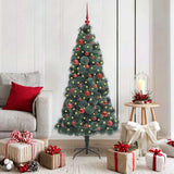 vidaXL Kunstmatige voorverlichte kerstboom met ballenset Groen 120 cm