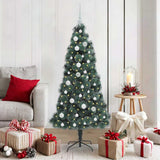 vidaXL Kunstmatige voorverlichte kerstboom met ballenset Groen 120 cm