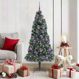 vidaXL Kunstmatige voorverlichte kerstboom met ballenset Groen 120 cm
