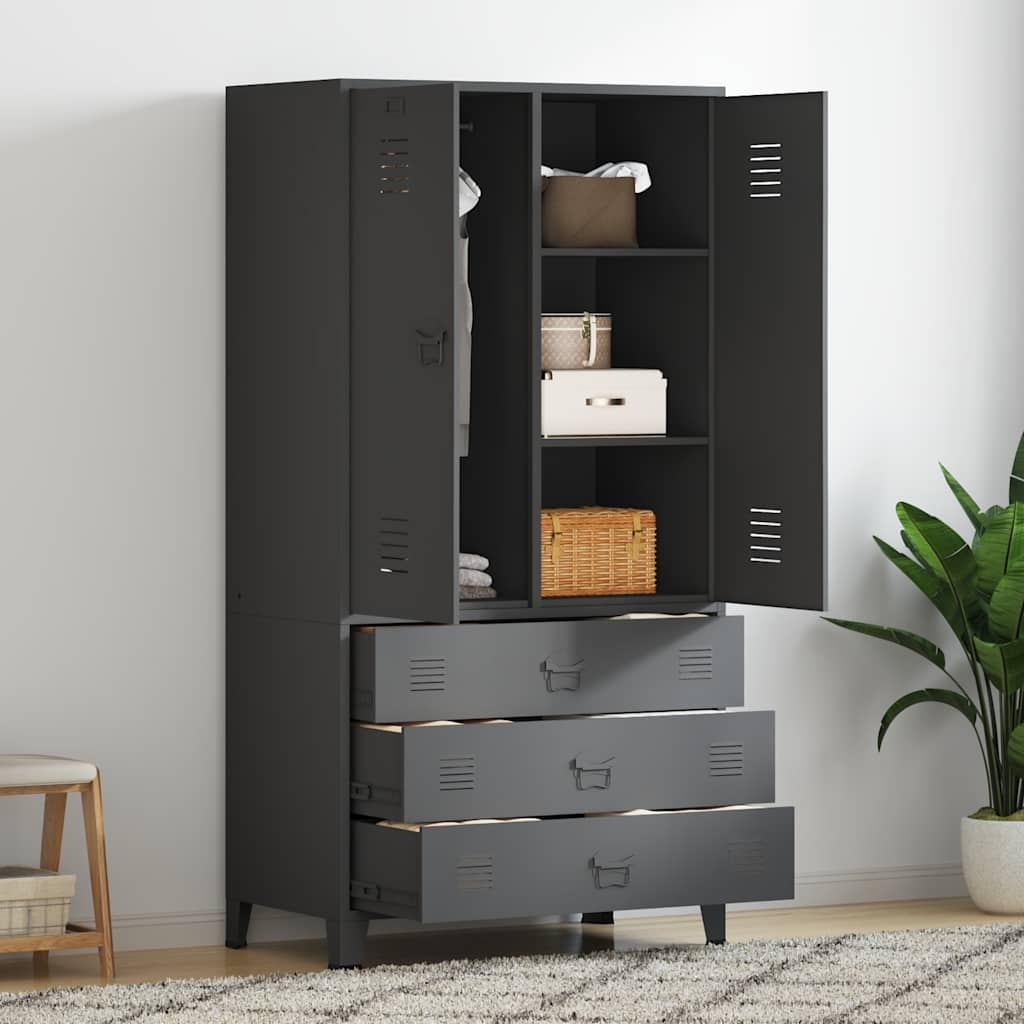 vidaXL Industrial Wardrobe 90x50x180 cm Metal Black