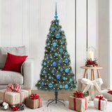 vidaXL Kunstmatige voorverlichte kerstboom met ballenset Groen 120 cm
