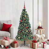 vidaXL Kunstmatige voorverlichte kerstboom met ballenset Groen 120 cm