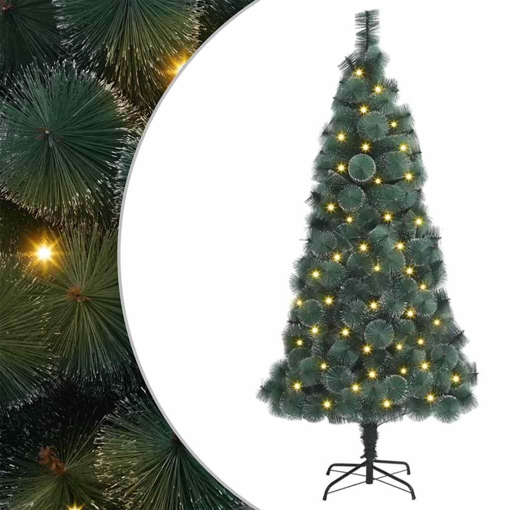 vidaXL Kunstmatige voorverlichte kerstboom met ballenset Groen 120 cm