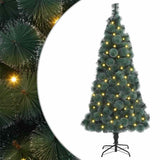vidaXL Kunstmatige voorverlichte kerstboom met ballenset Groen 120 cm