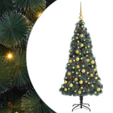 vidaXL Kunstmatige voorverlichte kerstboom met ballenset Groen 120 cm