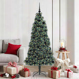 vidaXL Kunstmatige voorverlichte kerstboom met ballenset Groen 120 cm