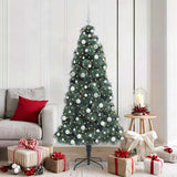 vidaXL Kunstmatige voorverlichte kerstboom met ballenset Groen 120 cm