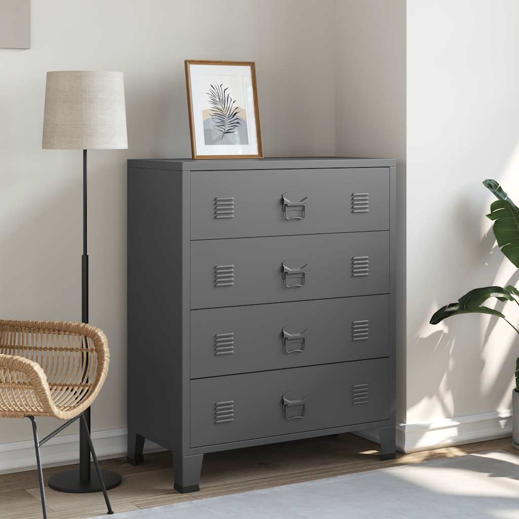 vidaXL Industrial-Style Chest of Drawers 78x40x93 cm Metal Black
