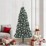 vidaXL Kunstmatige voorverlichte kerstboom met ballenset Groen 120 cm