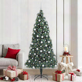 vidaXL Kunstmatige voorverlichte kerstboom met ballenset Groen 120 cm