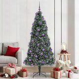 vidaXL Kunstmatige voorverlichte kerstboom met ballenset Groen 120 cm