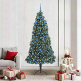vidaXL Kunstmatige voorverlichte kerstboom met ballenset Groen 120 cm