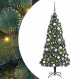 vidaXL Kunstmatige voorverlichte kerstboom met ballenset Groen 120 cm