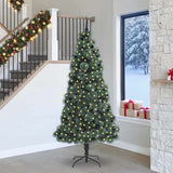 vidaXL Kunstmatige voorverlichte kerstboom met ballenset Groen 120 cm