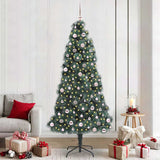 vidaXL Kunstmatige voorverlichte kerstboom met ballenset Groen 120 cm