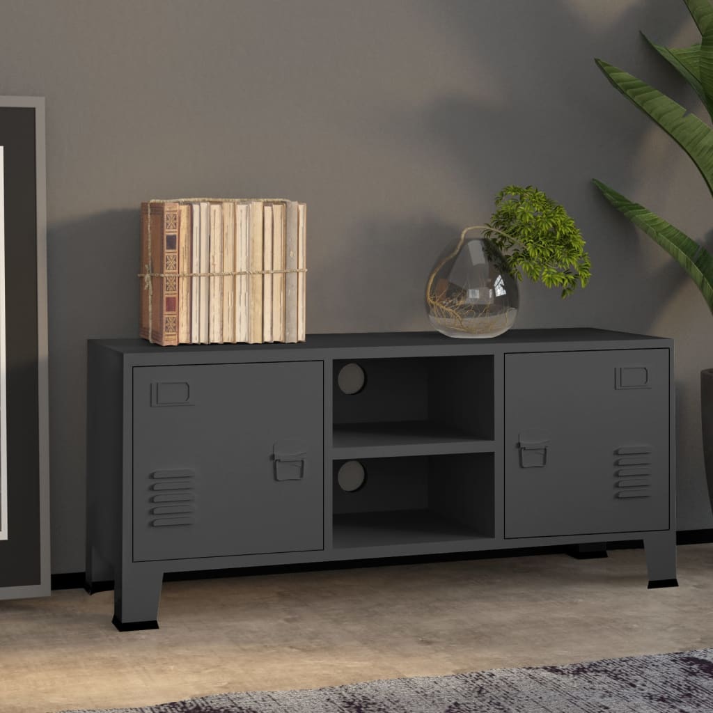 vidaXL Tv-meubel industrieel 105x35x42 cm metaal zwart