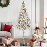 vidaXL Christmas Tree with 300 LED Lights and Stand White 180 cm PE and Steel
