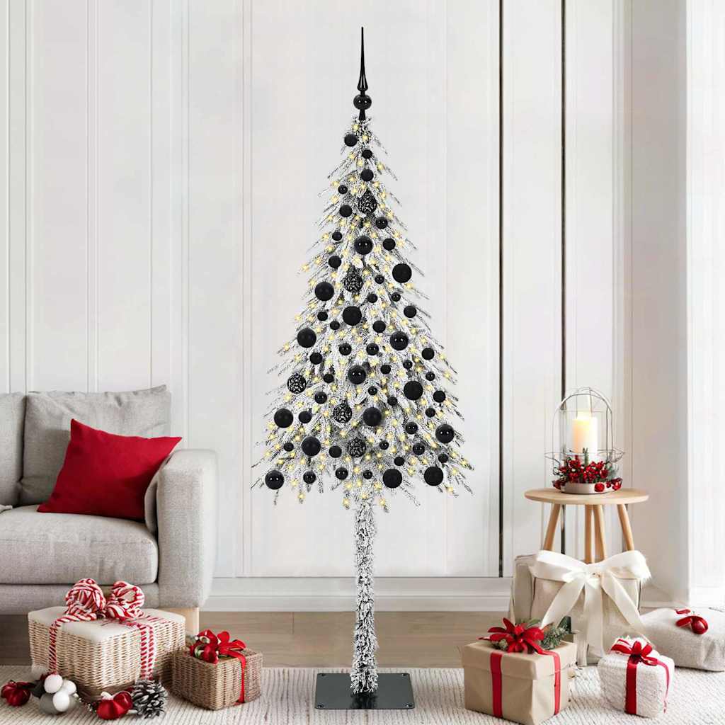 vidaXL Christmas Tree with 300 LED Lights and Stand White 180 cm PE and Steel