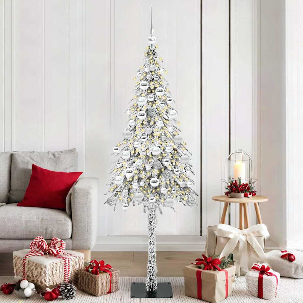 vidaXL Christmas Tree with 300 LED Lights and Stand White 180 cm PE and Steel