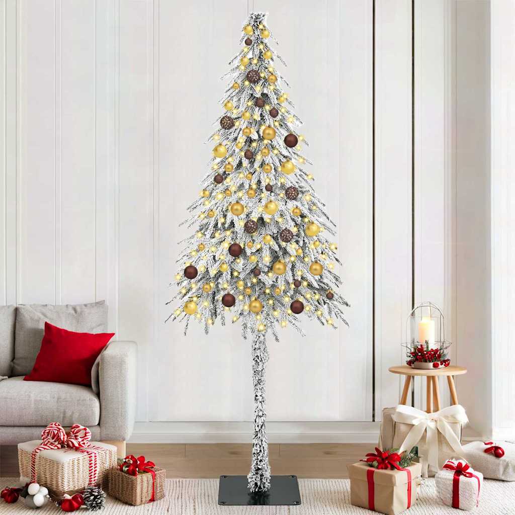 vidaXL Christmas Tree with 300 LED Lights and Stand White 180 cm PE and Steel