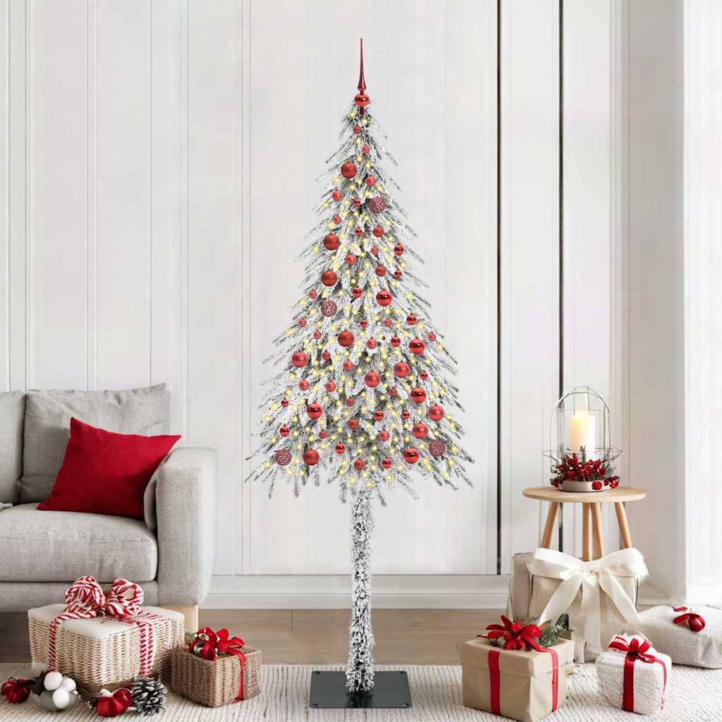 vidaXL Christmas Tree with 300 LED Lights and Stand White 180 cm PE and Steel