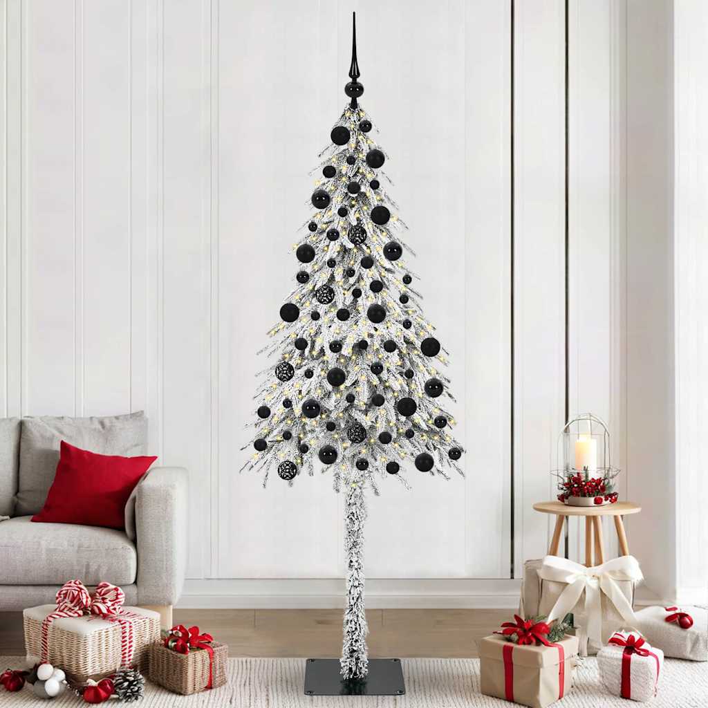 vidaXL Christmas Tree with 300 LED Lights and Stand White 180 cm PE and Steel