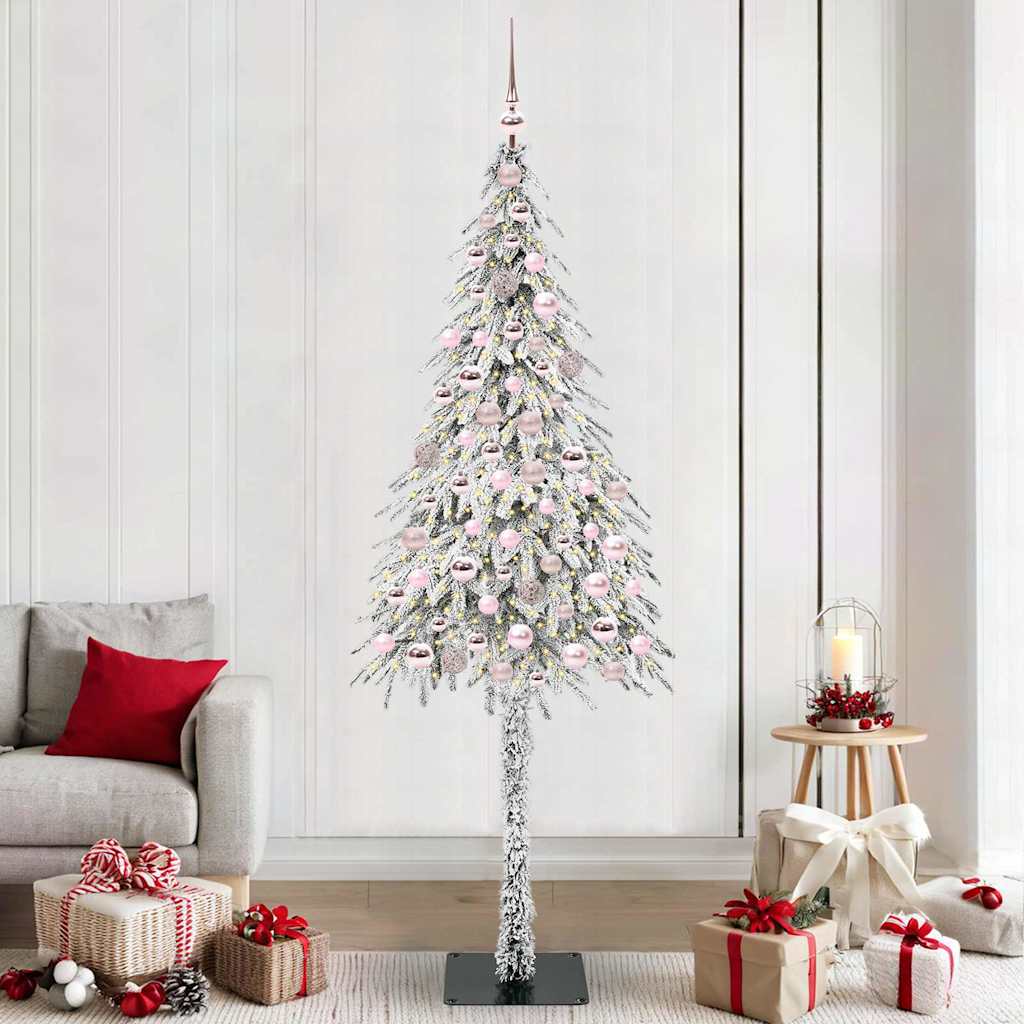 vidaXL Christmas Tree with 300 LED Lights and Stand White 180 cm PE and Steel