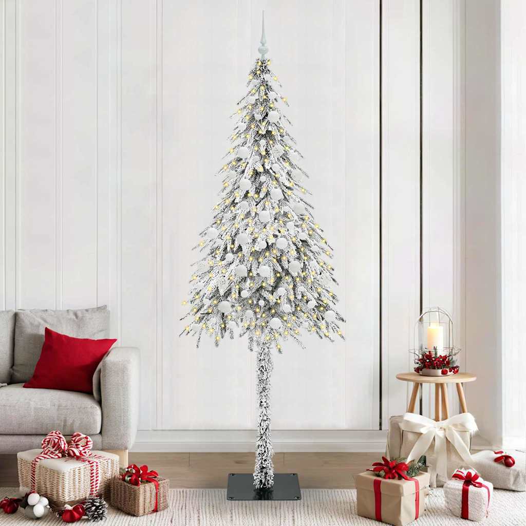 vidaXL Christmas Tree with 300 LED Lights and Stand White 180 cm PE and Steel