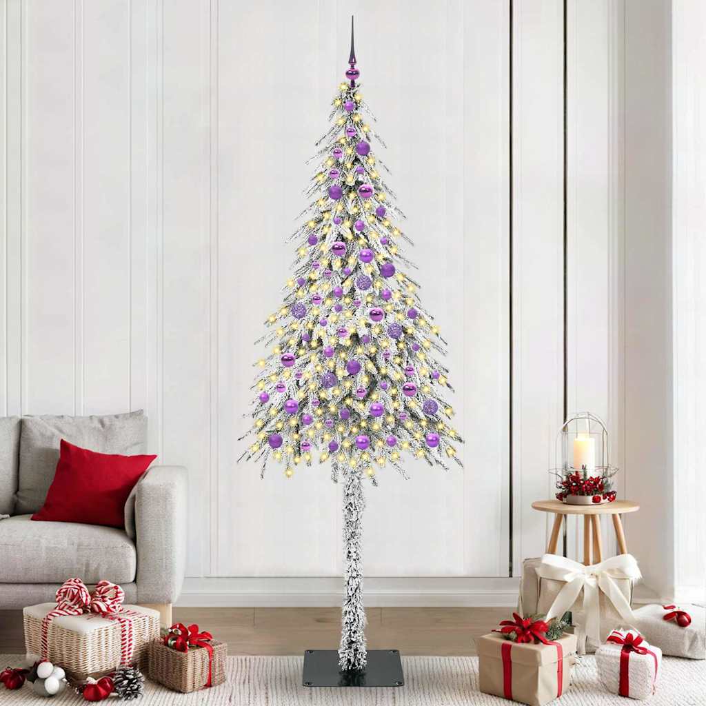vidaXL Christmas Tree with 300 LED Lights and Stand White 180 cm PE and Steel