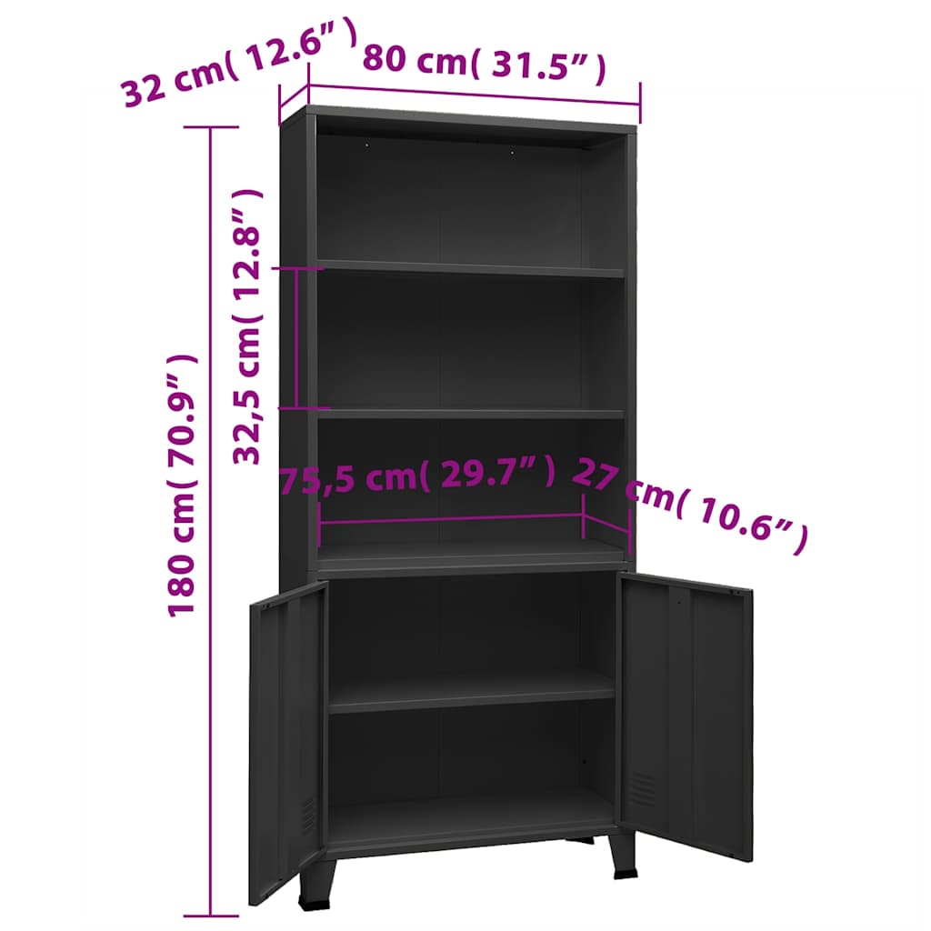 vidaXL Boekenkast industrieel 80x32x180 cm staal wit