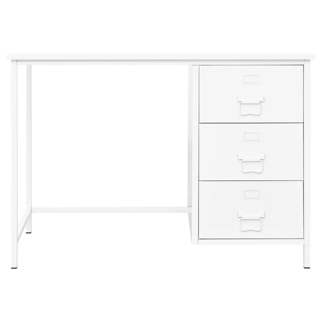 vidaXL Industrial Desk with Drawers 105x52x75 cm Steel White