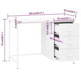 vidaXL Industrial Desk with Drawers 105x52x75 cm Steel White