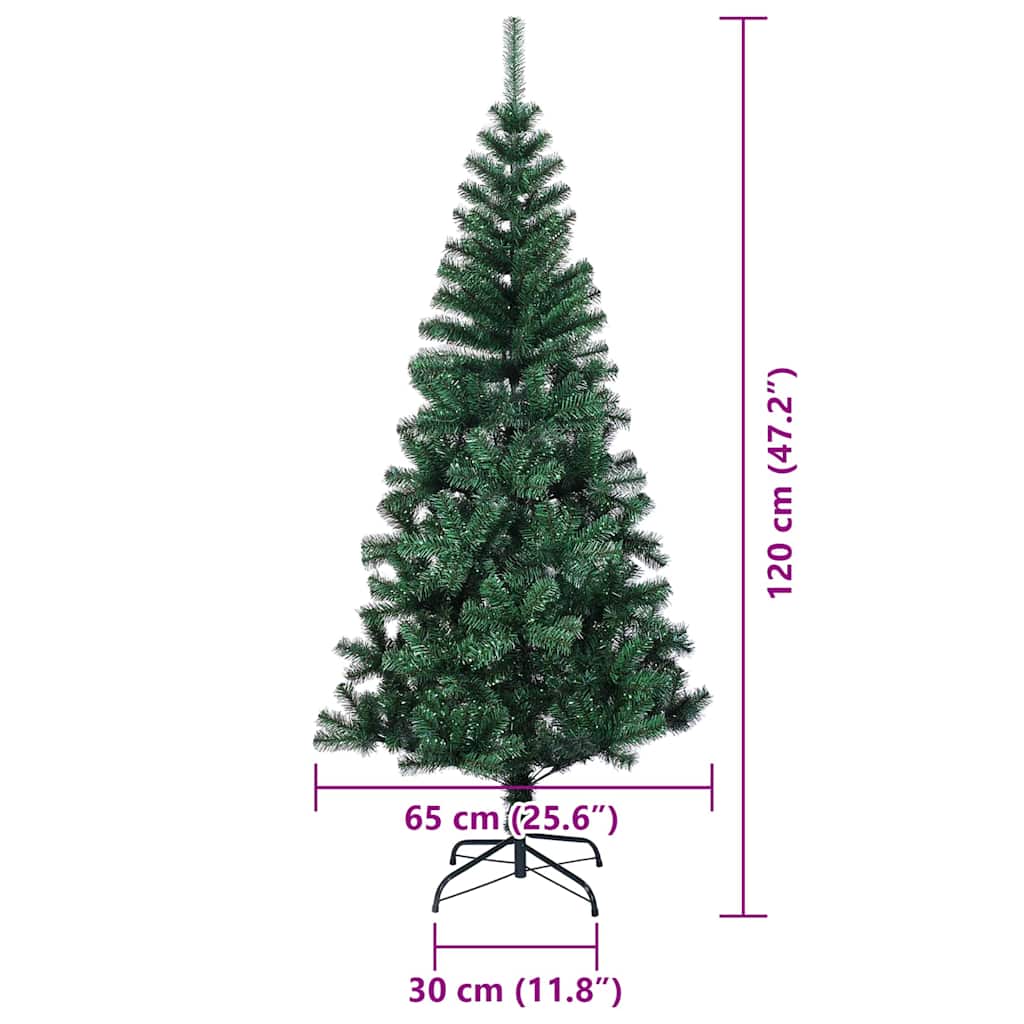 vidaXL Kunststof Voorverlichte Kerstboom Groen 120 cm PVC en Metalen