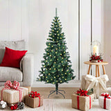 vidaXL Kunststof Voorverlichte Kerstboom Groen 120 cm PVC en Metalen