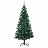 vidaXL Kunststof Voorverlichte Kerstboom Groen 120 cm PVC en Metalen