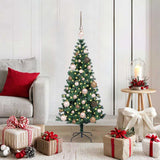 vidaXL Kunststof Voorverlichte Kerstboom Groen 120 cm PVC en Metalen