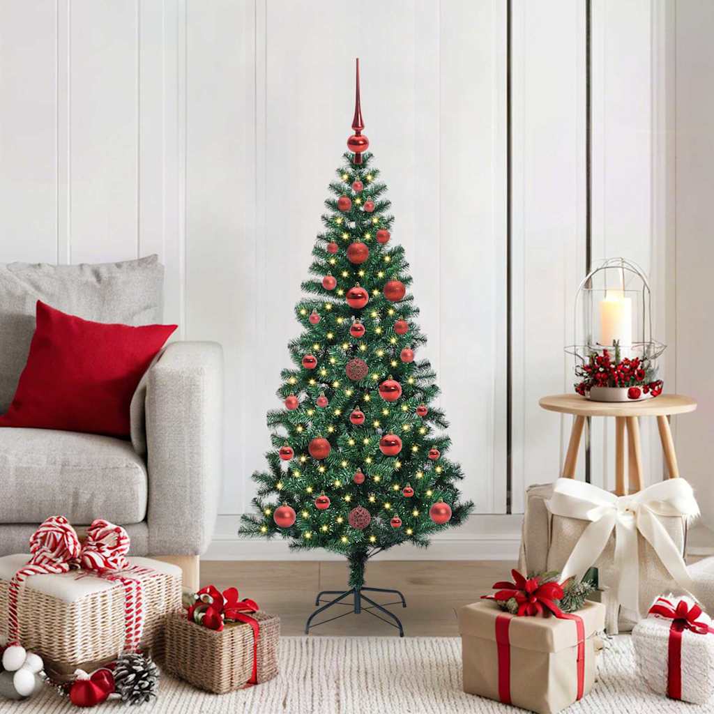 vidaXL Kunststof Voorverlichte Kerstboom Groen 120 cm PVC en Metalen