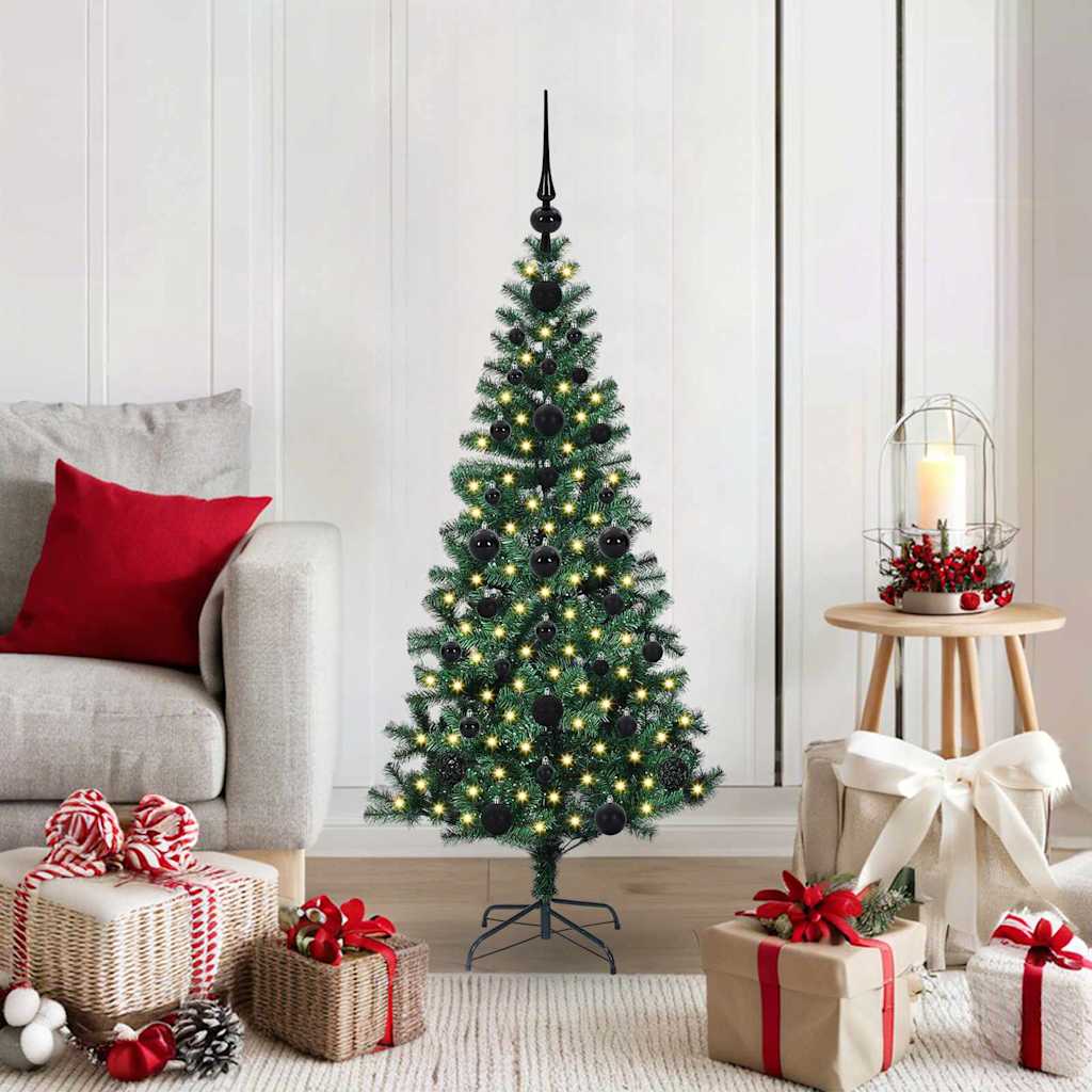 vidaXL Kunststof Voorverlichte Kerstboom Groen 120 cm PVC en Metalen