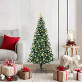 vidaXL Kunststof Voorverlichte Kerstboom Groen 120 cm PVC en Metalen