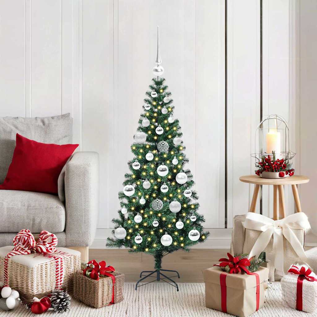 vidaXL Kunststof Voorverlichte Kerstboom Groen 120 cm PVC en Metalen