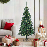 vidaXL Kunststof Voorverlichte Kerstboom Groen 120 cm PVC en Metalen