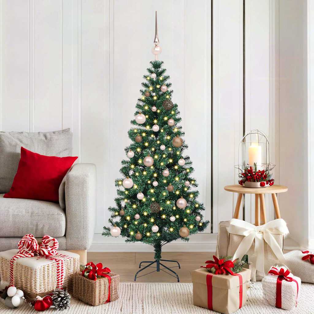 vidaXL Kunststof Voorverlichte Kerstboom Groen 120 cm PVC en Metalen