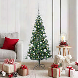 vidaXL Kunststof Voorverlichte Kerstboom Groen 120 cm PVC en Metalen