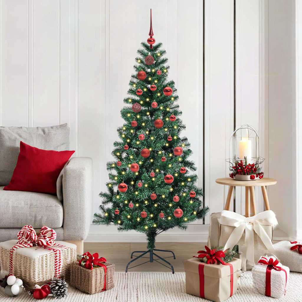 vidaXL Kunststof Voorverlichte Kerstboom Groen 120 cm PVC en Metalen