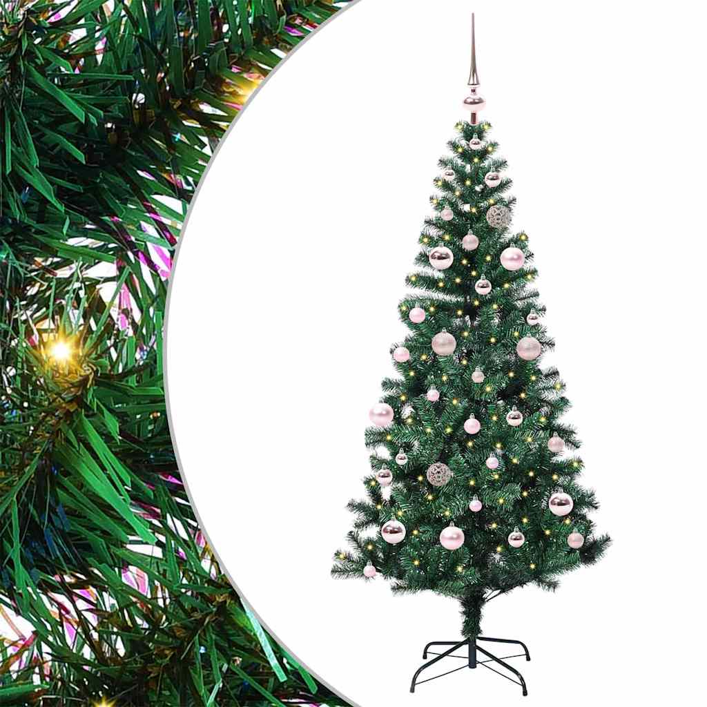 vidaXL Kunststof Voorverlichte Kerstboom Groen 120 cm PVC en Metalen