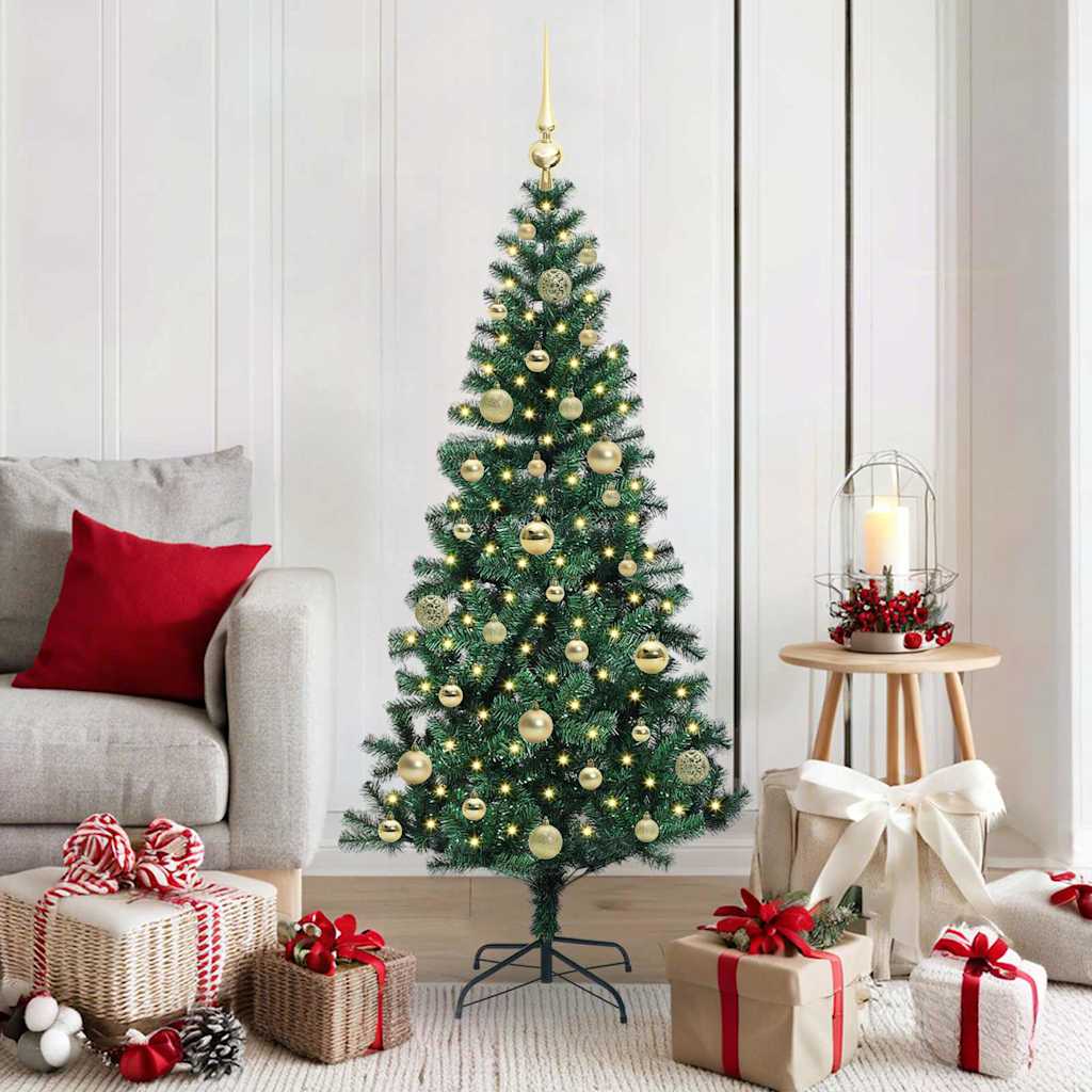 vidaXL Kunststof Voorverlichte Kerstboom Groen 120 cm PVC en Metalen
