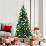 vidaXL Kunststof Voorverlichte Kerstboom Groen 120 cm PVC en Metalen