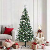 vidaXL Kunststof Voorverlichte Kerstboom Groen 120 cm PVC en Metalen