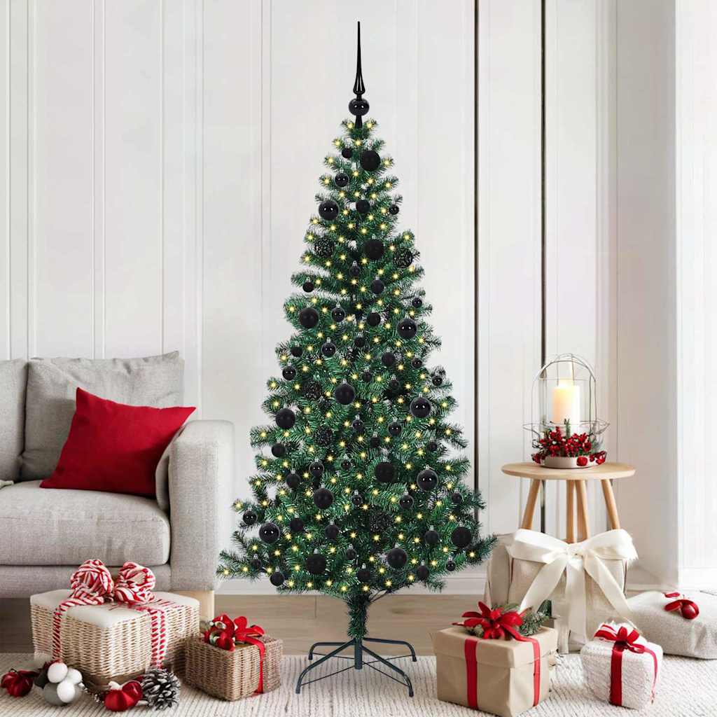 vidaXL Kunststof Voorverlichte Kerstboom Groen 120 cm PVC en Metalen