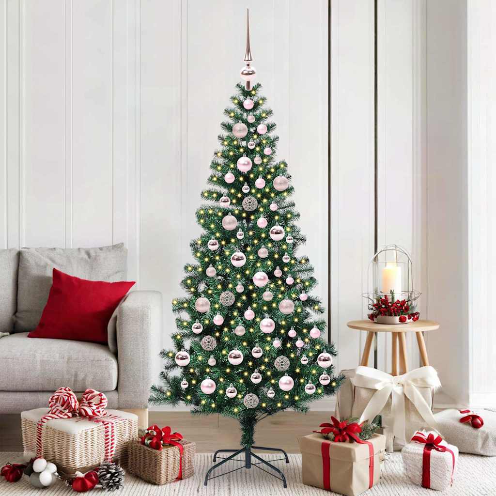 vidaXL Kunststof Voorverlichte Kerstboom Groen 120 cm PVC en Metalen